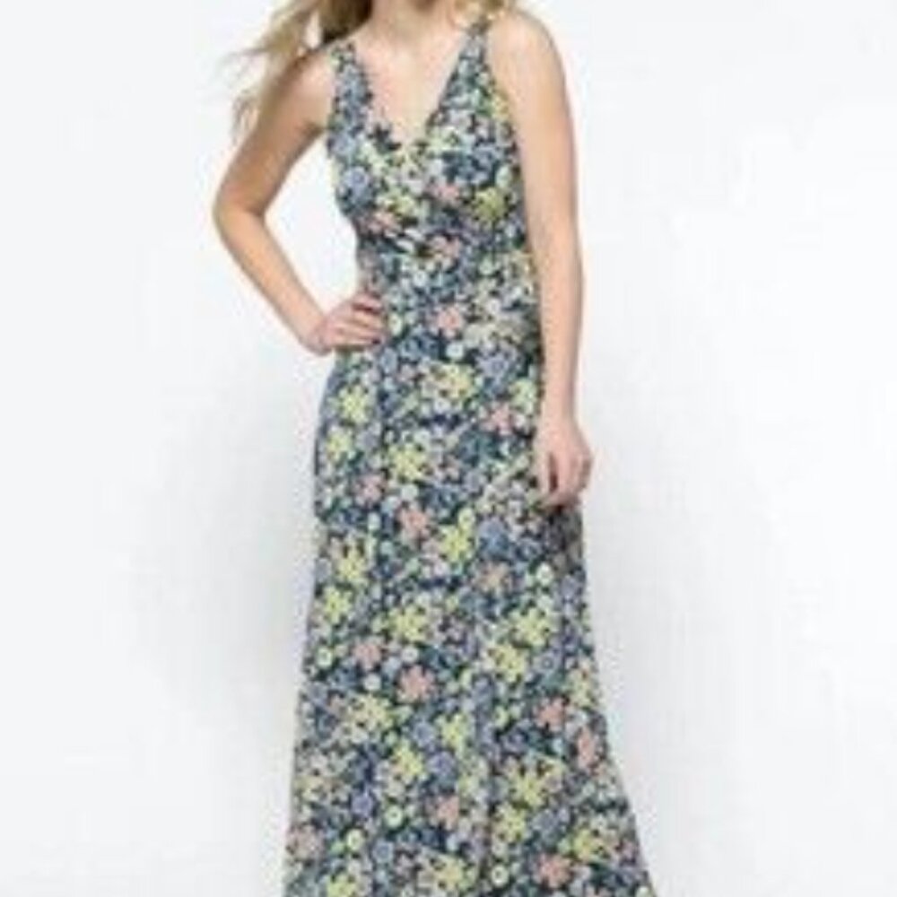41 Hawthorn One-Shoulder Navy Floral Maxi Dress